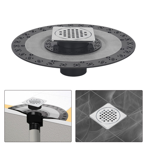 4 Inch Chrome Shower Drain Kit with Integrated Bonding Flange, Compatible with Schluter Shower Pan and Kit for 2 or 3 Inch Pipe