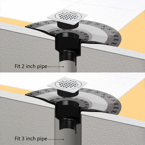 4 Inch Chrome Shower Drain Kit with Integrated Bonding Flange, Compatible with Schluter Shower Pan and Kit for 2 or 3 Inch Pipe