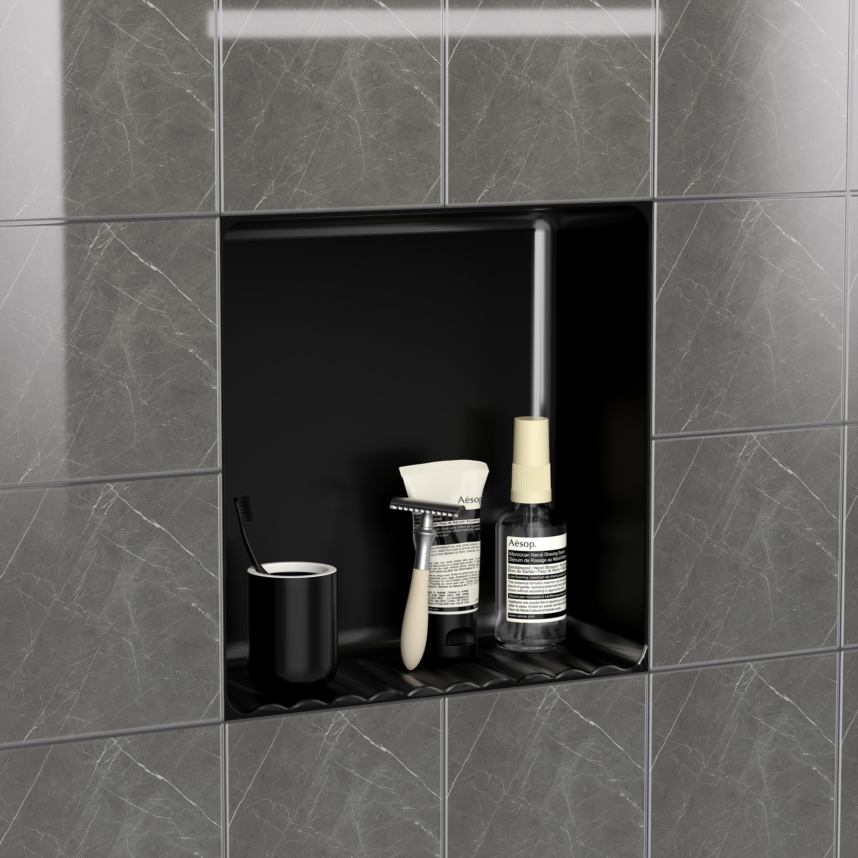 Ceramic Recessed Shower Niche (One-Piece Open Design) – Space-Saving Storage for Small Bathrooms, Freely Arrange Items