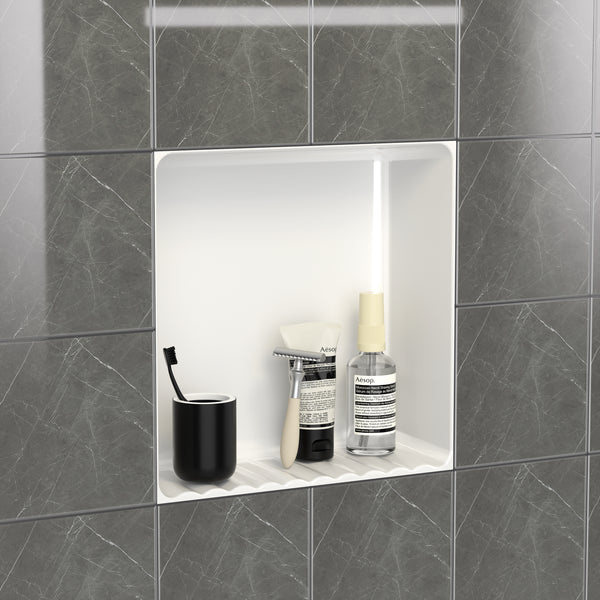Ceramic Recessed Shower Niche (One-Piece Open Design) – Space-Saving Storage for Small Bathrooms, Freely Arrange Items