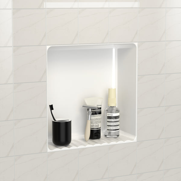 Ceramic Recessed Shower Niche (One-Piece Open Design) – Space-Saving Storage for Small Bathrooms, Freely Arrange Items