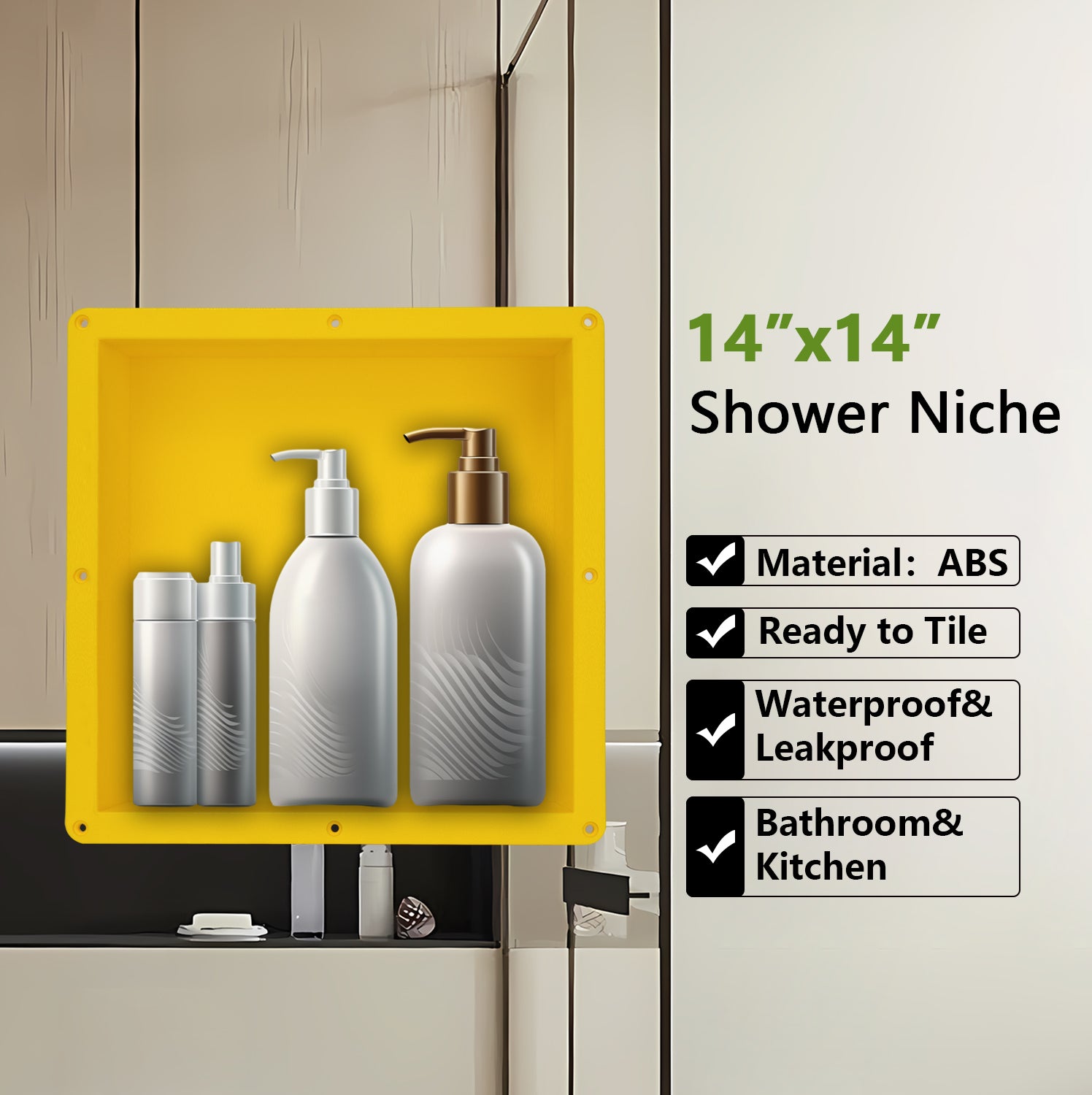 Ready to Tile Shower Niche Square Inside Dimension 14