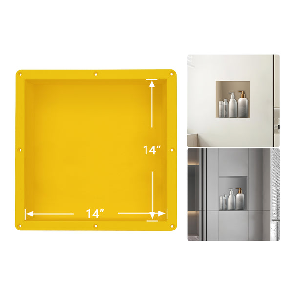 Ready to Tile Shower Niche Square Inside Dimension 14"×14"×4" D for Bathroom Niche Storage