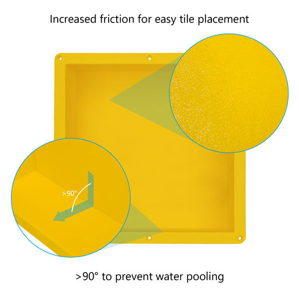 Ready to Tile Shower Niche Square Inside Dimension 14"×14"×4" D for Bathroom Niche Storage