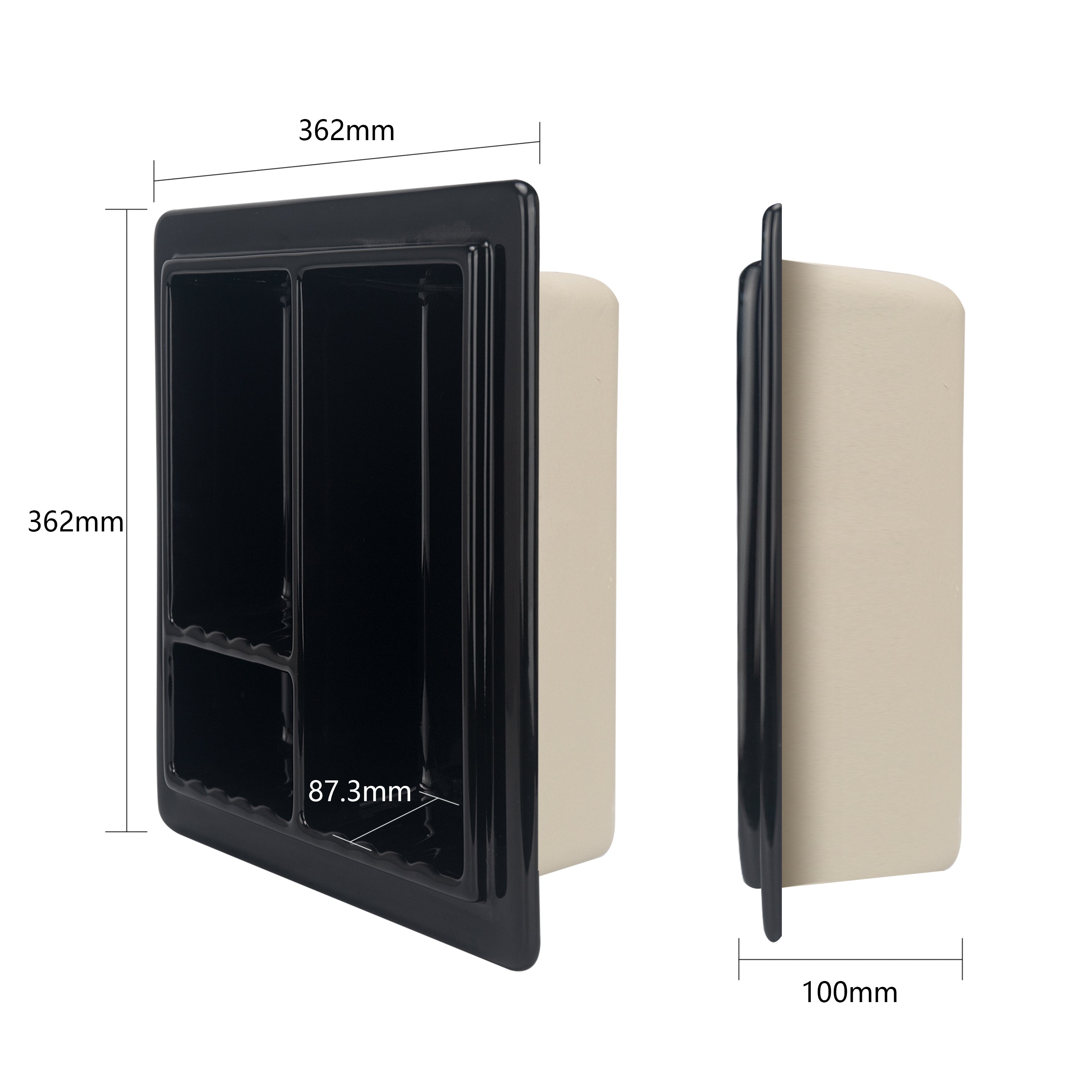 Ceramic Shower Niche, 3-Compartment Storage, High-Glaze Surface, Easy to Clean and Resists Dirt Build-Up