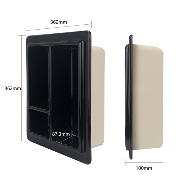 Ceramic Shower Niche, 3-Compartment Storage, High-Glaze Surface, Easy to Clean and Resists Dirt Build-Up