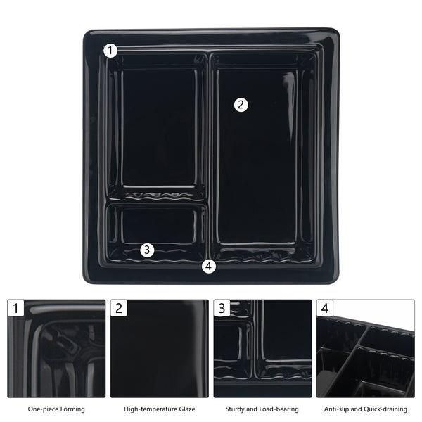 Ceramic Shower Niche, 3-Compartment Storage, High-Glaze Surface, Easy to Clean and Resists Dirt Build-Up