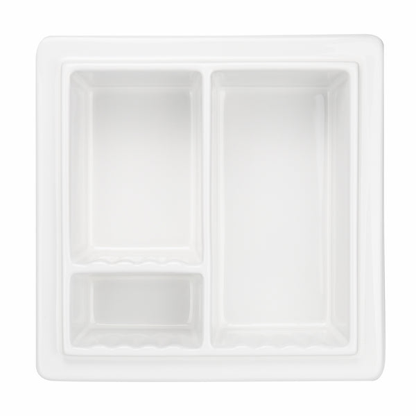 Ceramic Shower Niche, 3-Compartment Storage, High-Glaze Surface, Easy to Clean and Resists Dirt Build-Up