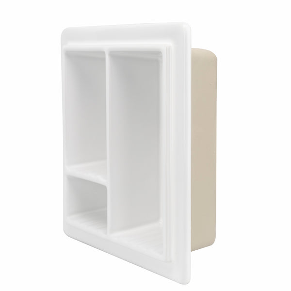 Ceramic Shower Niche, 3-Compartment Storage, High-Glaze Surface, Easy to Clean and Resists Dirt Build-Up