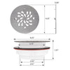4-1/4 Inch Round Shower Base Drain – No Caulk ABS Compression Design, Fits 2" Pipe, Brushed Nickel Finish