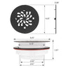 No Caulk 4-1/4 Inch Round Matte Black Shower Drain – ABS Compression Design for 2" Pipe, Ideal for Acrylic Shower Bases