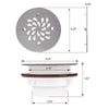 Brushed Nickel Round Shower Base Drain, 4-1/4 Inch, Solvent Weld Mount, Fits Standard 1.5-Inch & 2-Inch Plumbing Pipes