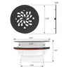 Matte Black 4-1/4 Inch Round Shower Base Drain – Solvent Welded to Fit 1.5" or 2" Pipe