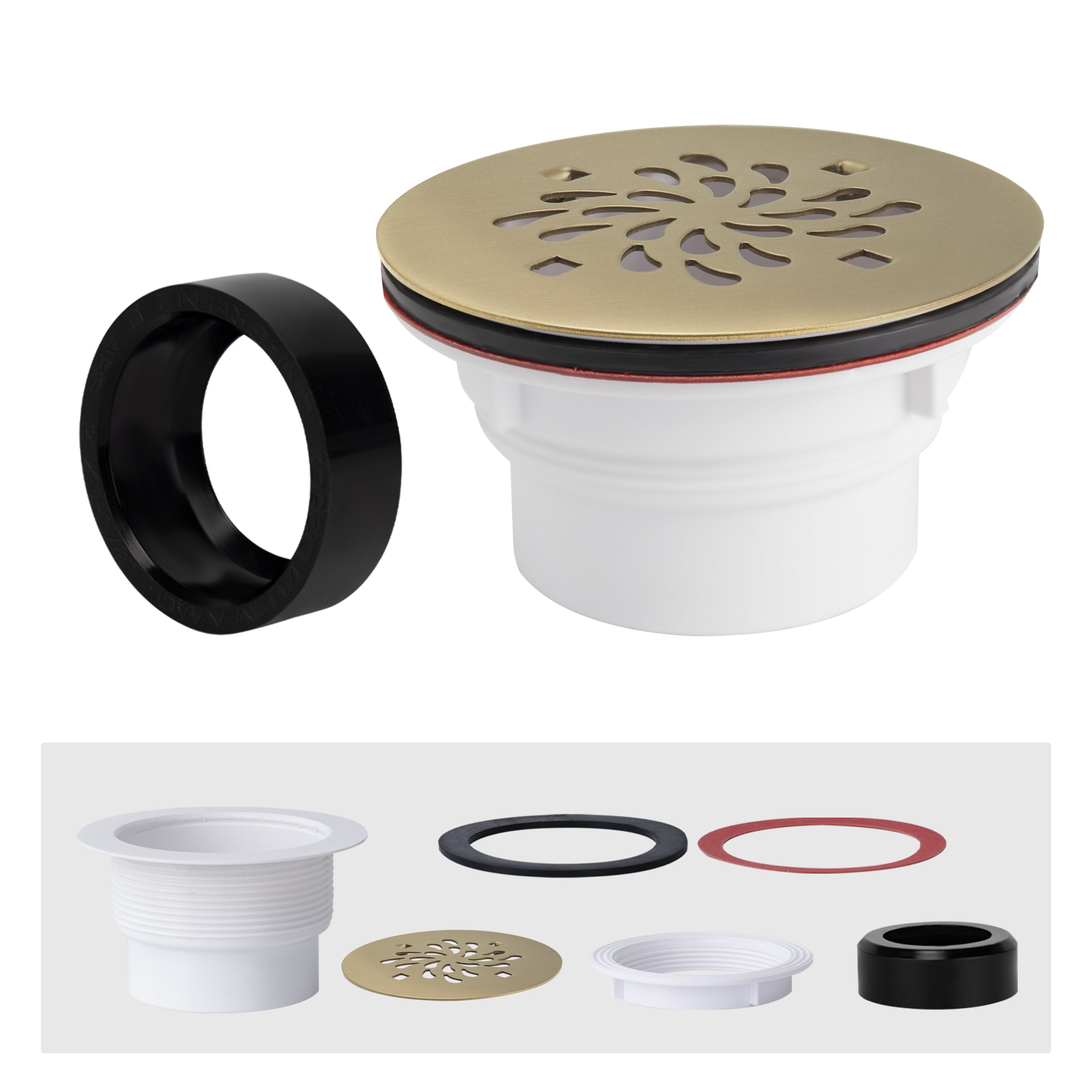 Uni-Green Champagne Bronze 4-1/4 Inch Round Shower Base Drain Solvent Welded to Fit 1.5” or 2” Pipe