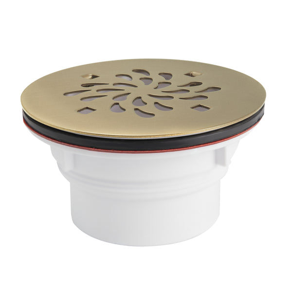 Uni-Green Champagne Bronze 4-1/4 Inch Round Shower Base Drain Solvent Welded to Fit 1.5” or 2” Pipe