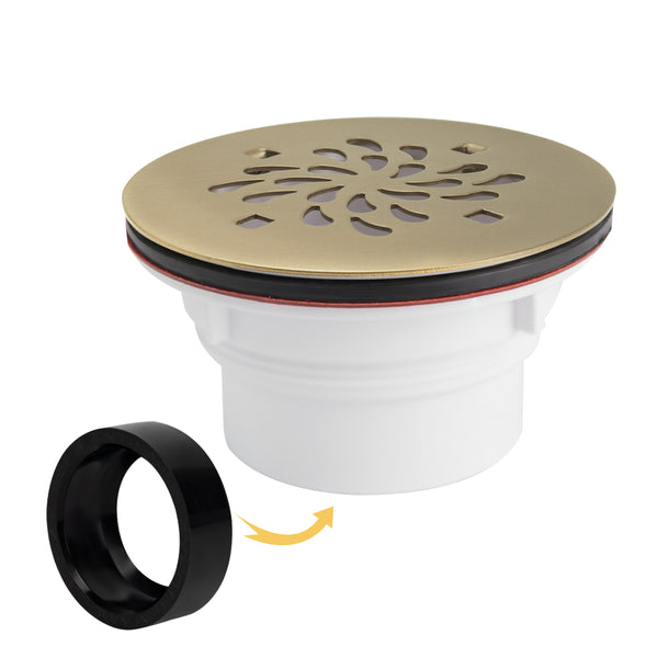 Uni-Green Champagne Bronze 4-1/4 Inch Round Shower Base Drain Solvent Welded to Fit 1.5” or 2” Pipe