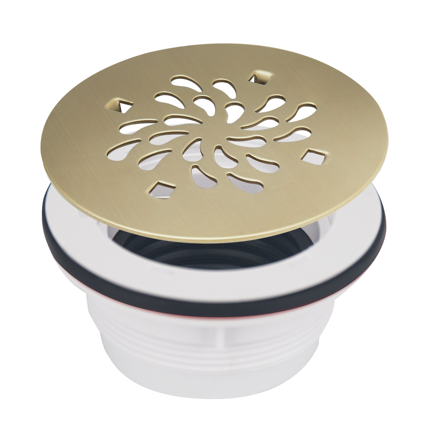 4-1/4 Inch Round No Caulk Shower Base Drain in Champagne Bronze – ABS Compression Design Fits 2