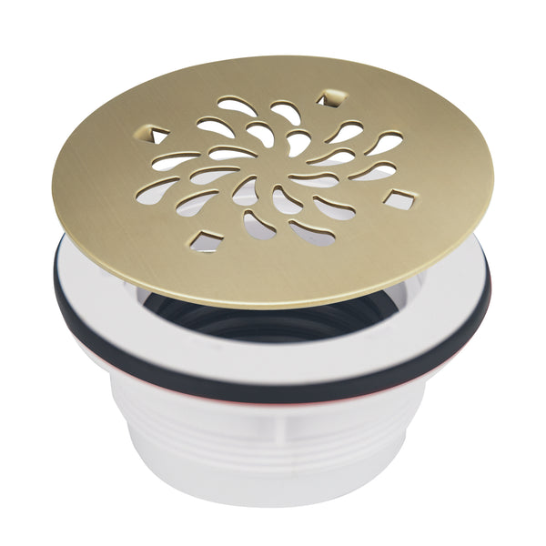 4-1/4 Inch Round No Caulk Shower Base Drain in Champagne Bronze – ABS Compression Design Fits 2" Pipe for Acrylic Shower Base