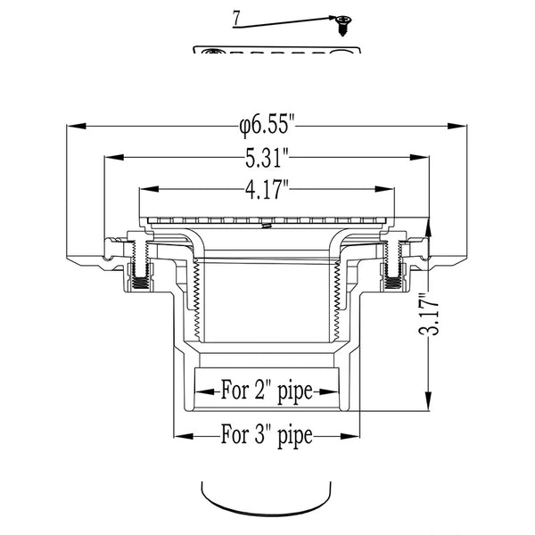 4-1/4 Square Design Tile In Shower Drain, Chromed for Low Profile Shower Pan