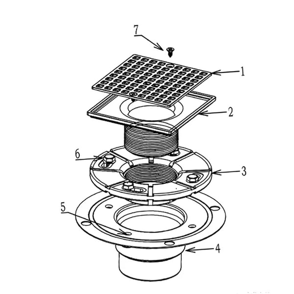 4-1/4 Square Design Tile In Shower Drain, Chromed for Low Profile Shower Pan