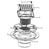 ABS Square Shower Drain for Low Profile Show Pan Drain with SS 304 Decor Swirl Grate  UGSD001-ABS