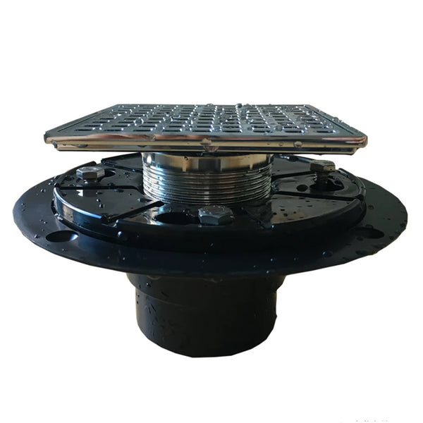 4-1/4 Square Design Tile In Shower Drain, Chromed for Low Profile Shower Pan