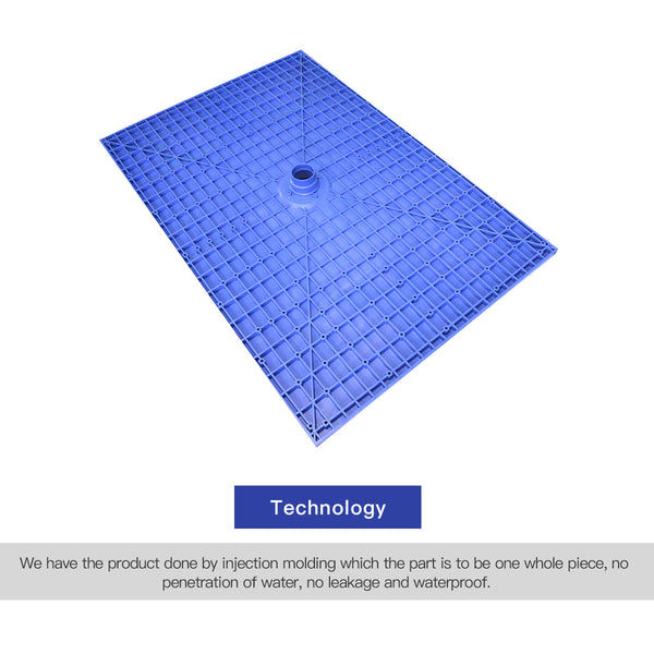 Curbless Ready to Tile Shower Pan/Base Cut-to-Fit  48"X32" ABS Material with Fibreglass Reinforced