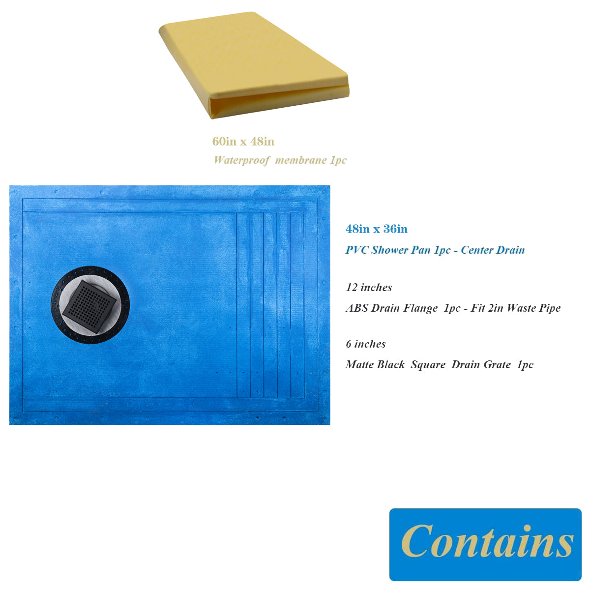 Tile Shower Pan Kit 48X36