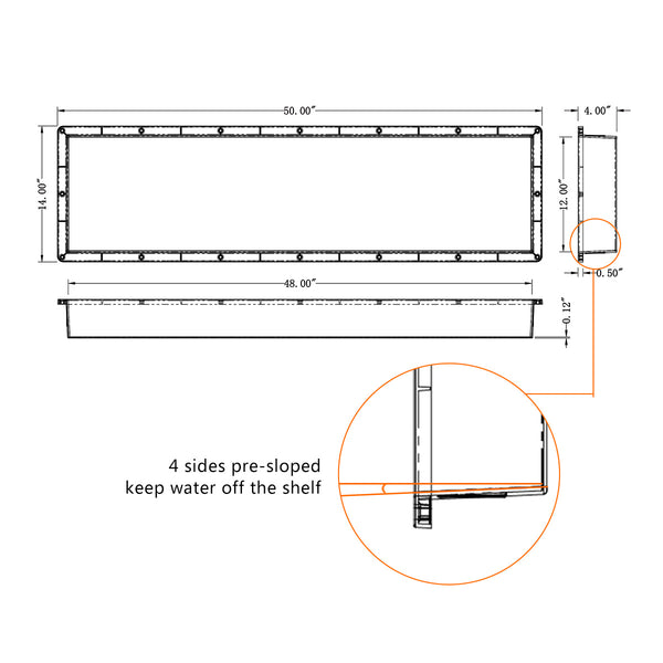 Recessed Large Rectangle Shower Niche 14"X50" Bathroom Storage Cube with Mosaic Mesh    UGRN1450