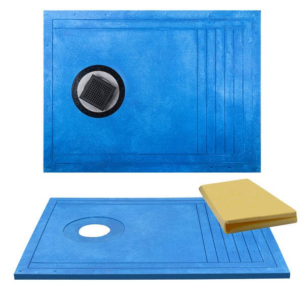 Tile Shower Pan Kit 48X36" | Cut-to Fit | Including: Shower Pan, Adjustable Shower Drain, and Waterproof Membrane.