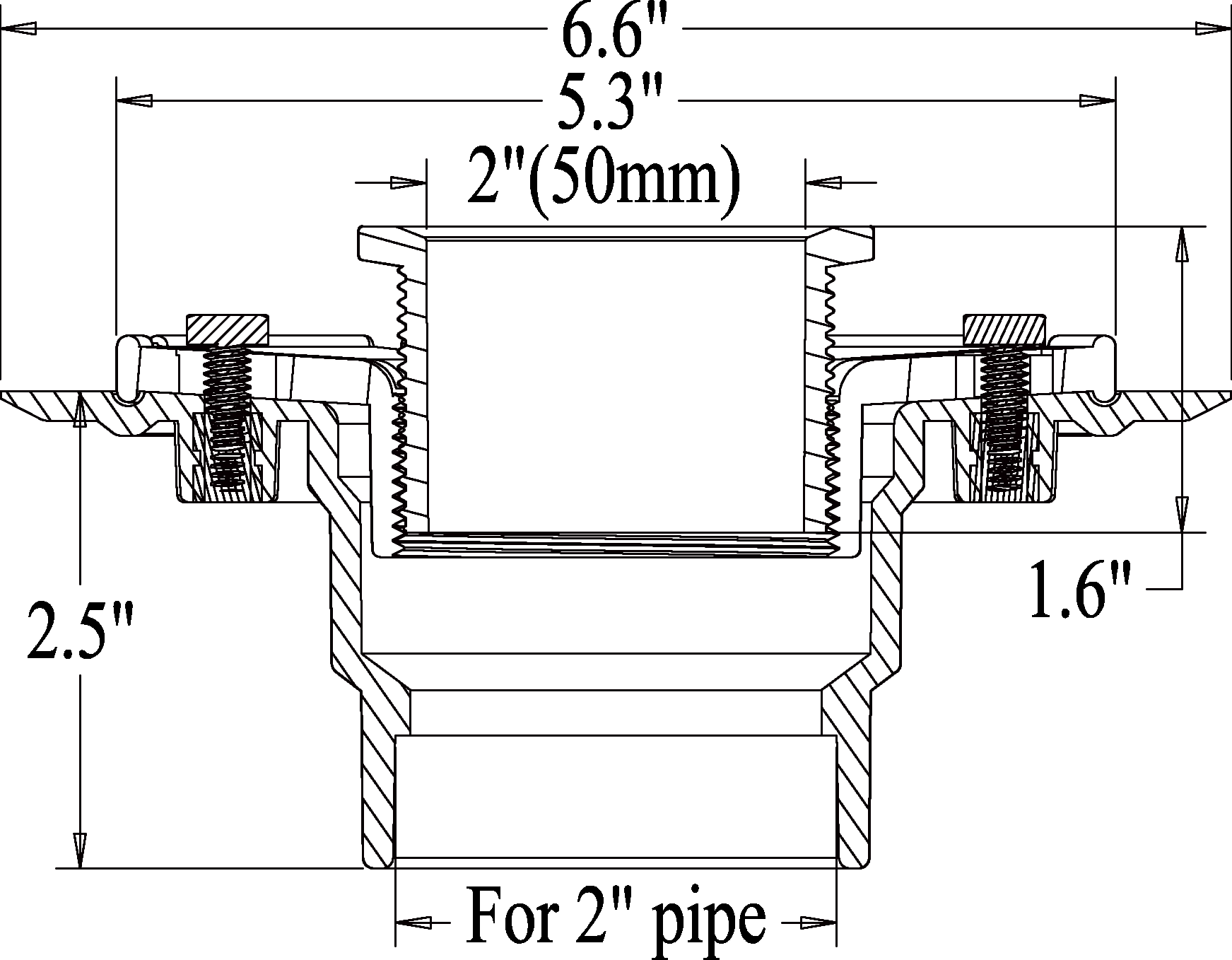 ABS Shower Drain Base With Adjustable Ring for Linear Drain UGDB002-ABS