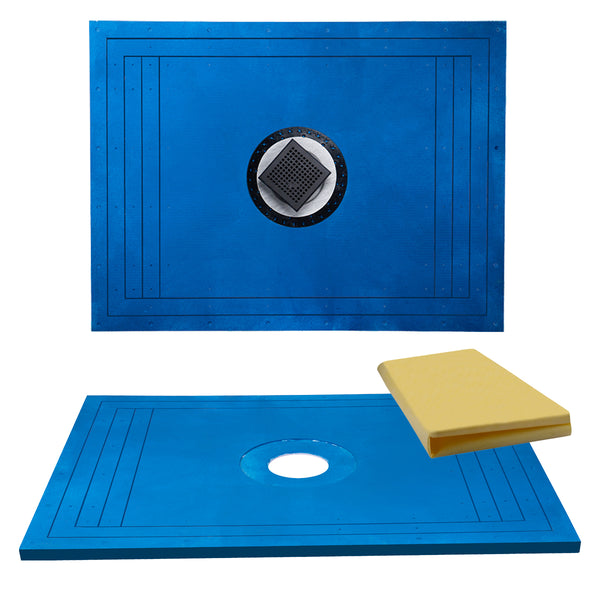 Tile Shower Pan Kit 48X36" | Cut-to Fit | Including: Shower Pan, Adjustable Shower Drain, and Waterproof Membrane.