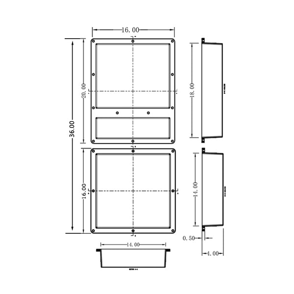 Recessed Shower Niche Triple Shower Shelves 36"x16" Ready Tile for Bathroom Niche Storage