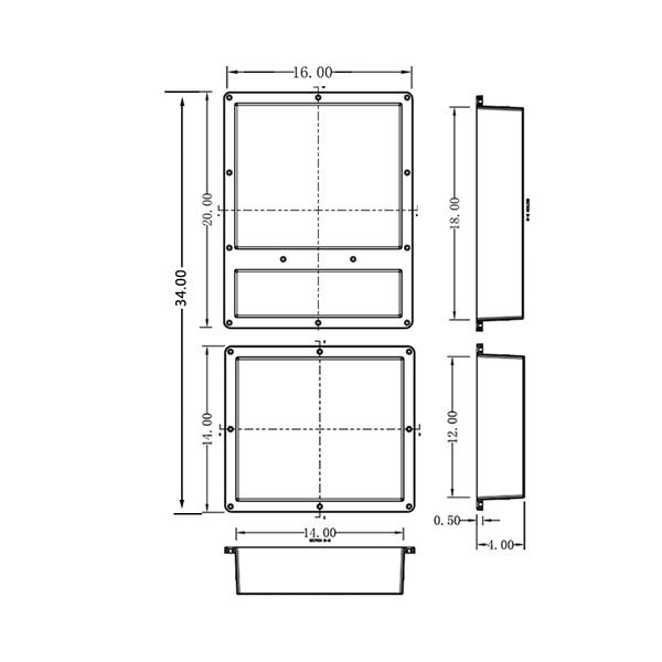 Recessed Shower Shelf 16"X34" Ready To Tile Triple Shower Niche