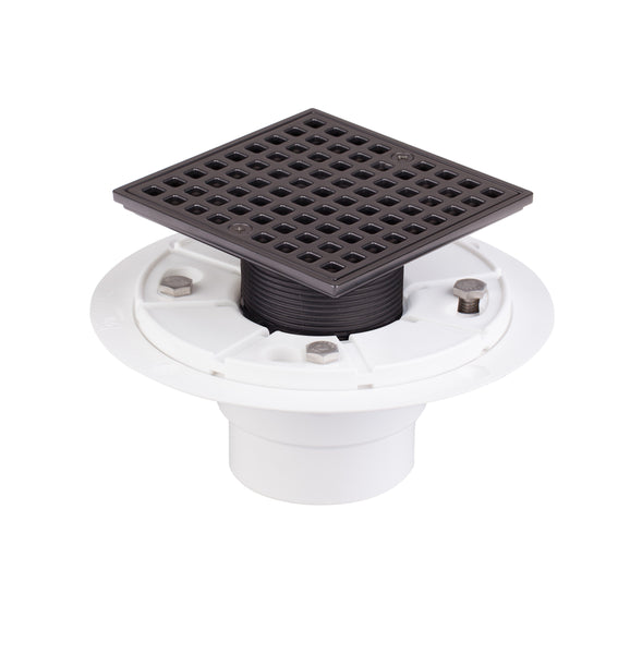 4-1/4 Square Shower Drain, Matte Black Strainer with Hair Catcher UGSD002-MB