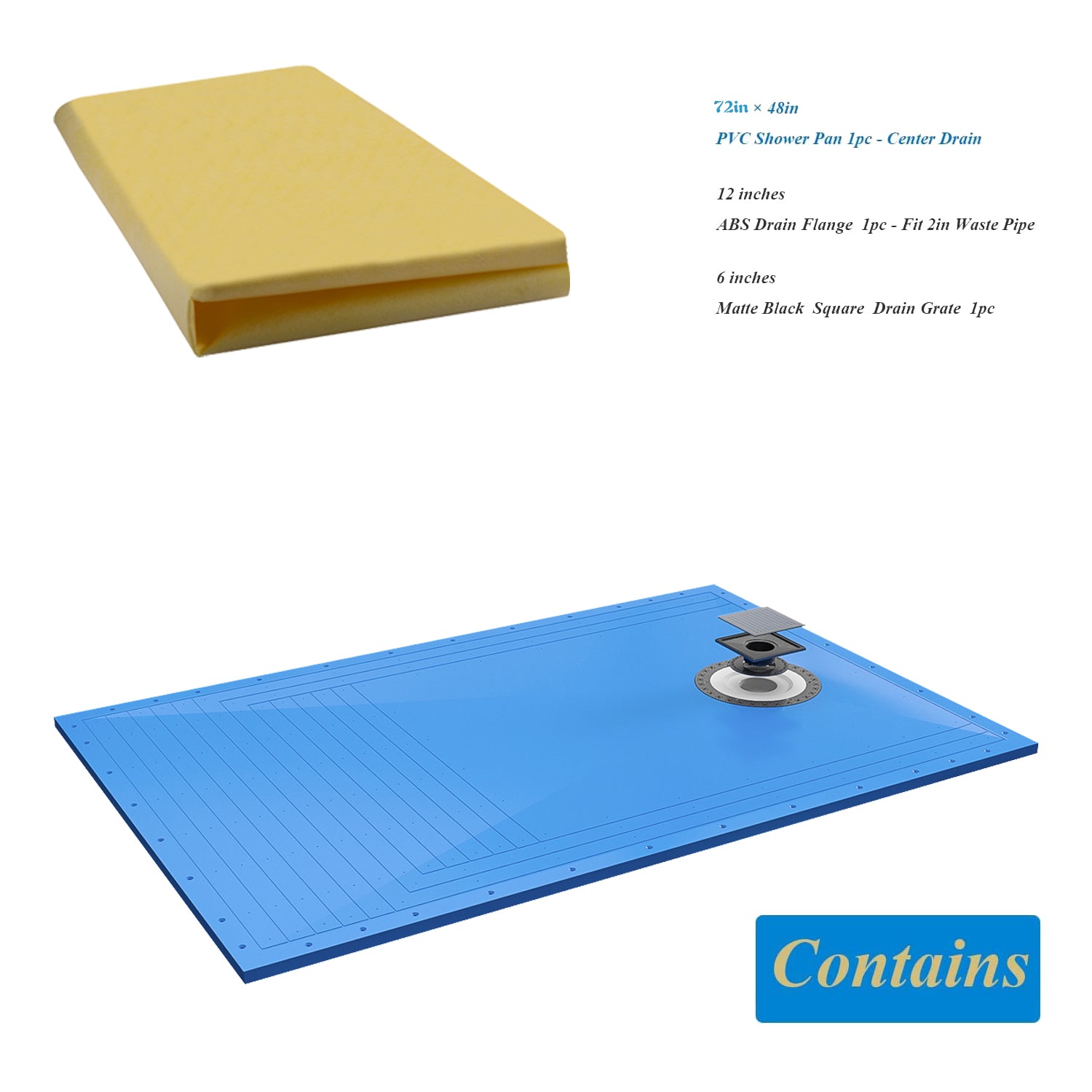 Tile Shower Pan Kit 72X48