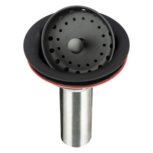 Kitchen Sink Drain Assembly with Drain Strainer for 3-1/2 inch opening, Stainless Steel Matte Black Finish