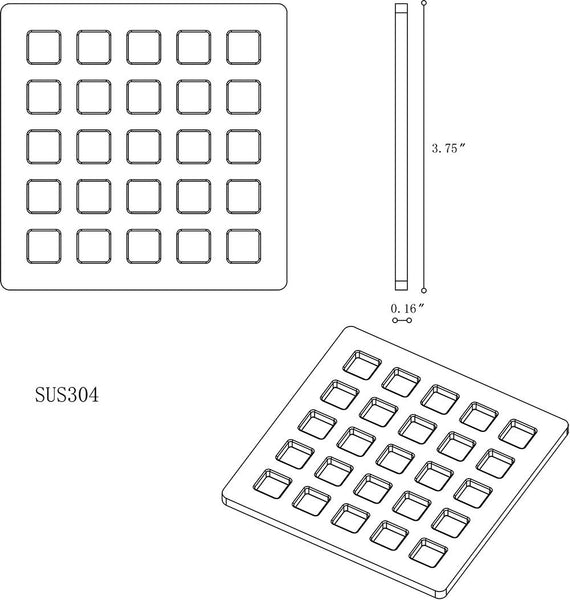 Square Drain Grate Replacement | Drain Cover | Shower Strainer Grid Mission Style