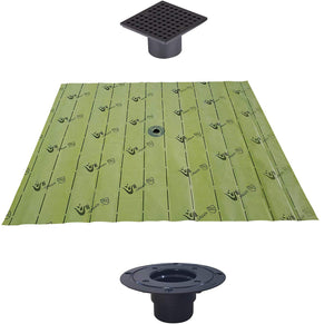 Uni-Green Shower Pan Liner Kits 6‘X8' with Center Drain Matte Black