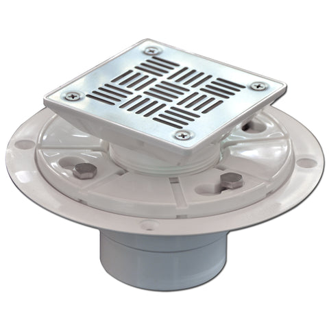 3-1/2" Square Shower Drain for Low Profile Show Pan Drain with SS304 Grating Neo Style PVC