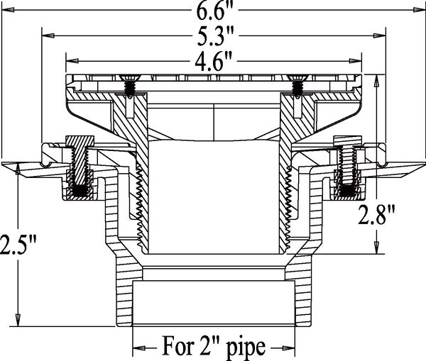 4-1/2" Tile In Shower Floor Drain Square Design and Height Adjustable, Chrome Plated, PVC Material UGSD003