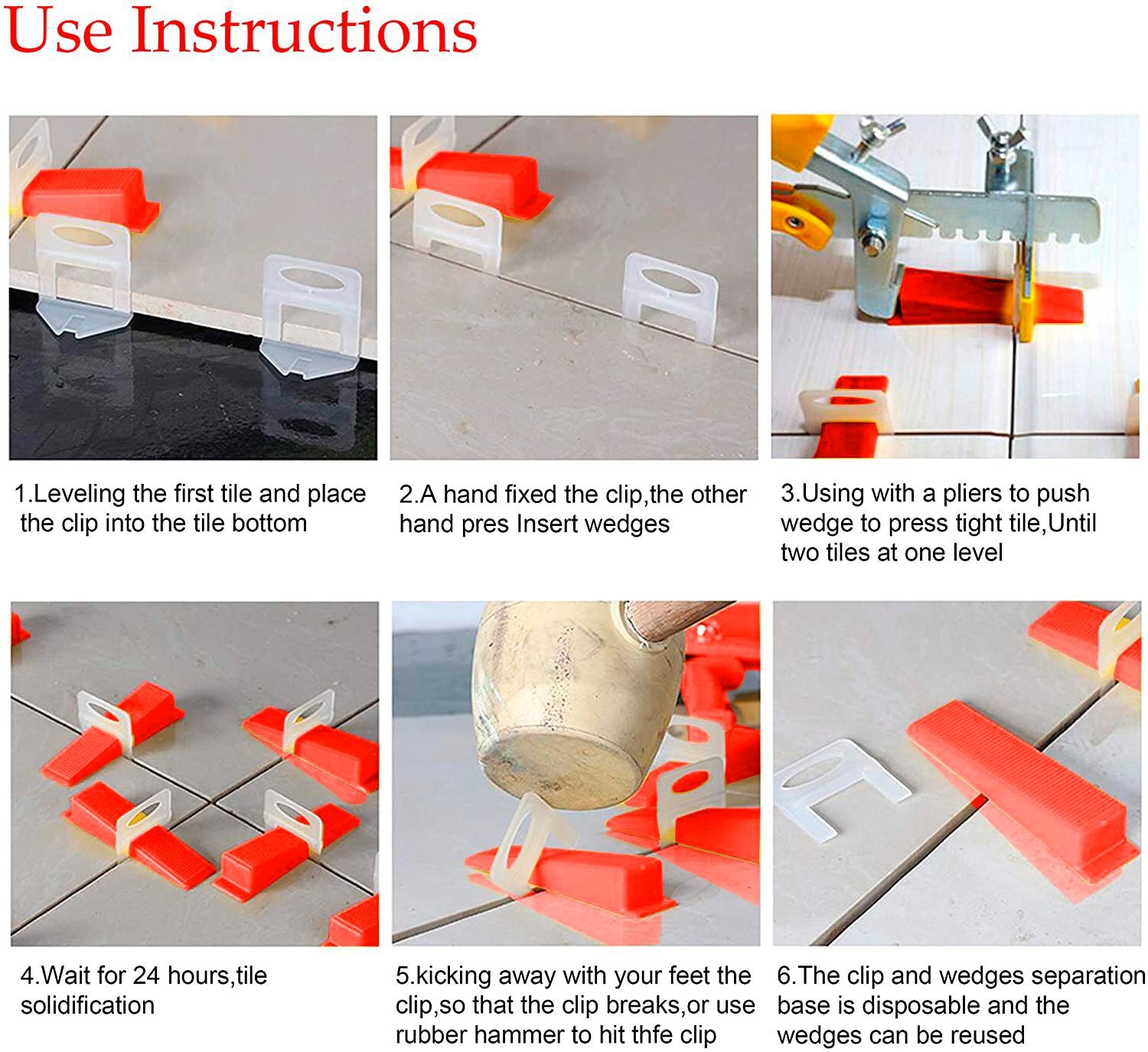 Tile Leveling System Spacer Clips for Ceramic Tile and Stone Installation 1/8 Inch Thick.…