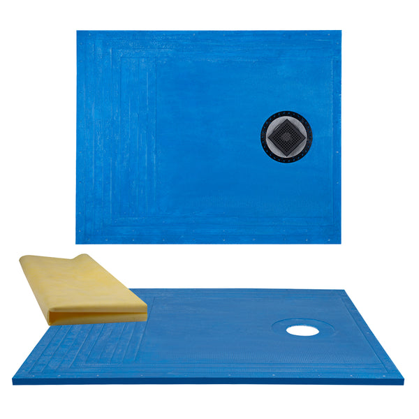 Tile Shower Pan Kit 60X48" | Cut-to Fit | Including: Shower Pan, Adjustable Shower Drain, and Waterproof Membrane.