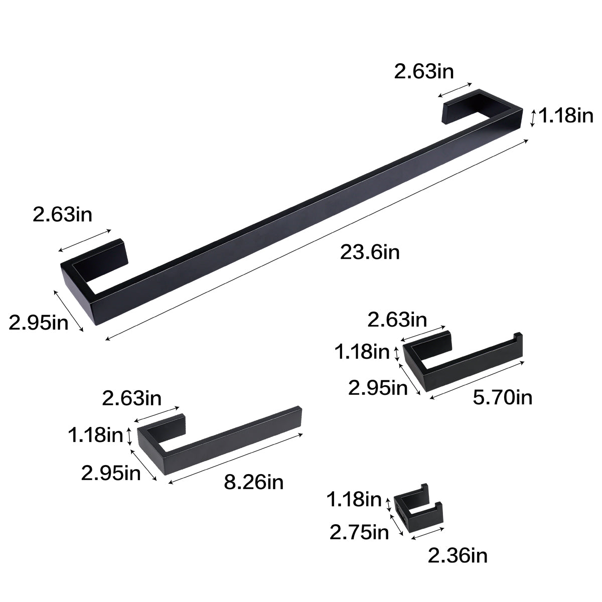 Bathroom Hardware Set 4pcs, Towel Bar 24