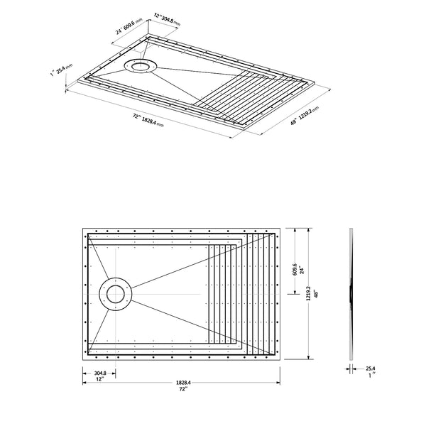 Tile Shower Pan Kit 72X48" | Cut-to Fit | Including: Shower Pan, Adjustable Shower Drain, and Waterproof Membrane.