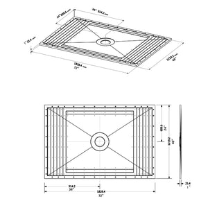 Tile Shower Pan Kit 72X48" | Cut-to Fit | Including: Shower Pan, Adjustable Shower Drain, and Waterproof Membrane.